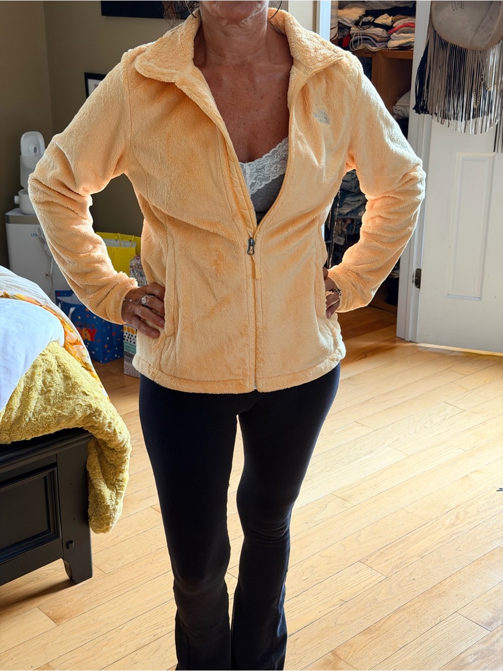 Plush Zip-Up Women's Jacket in yellow